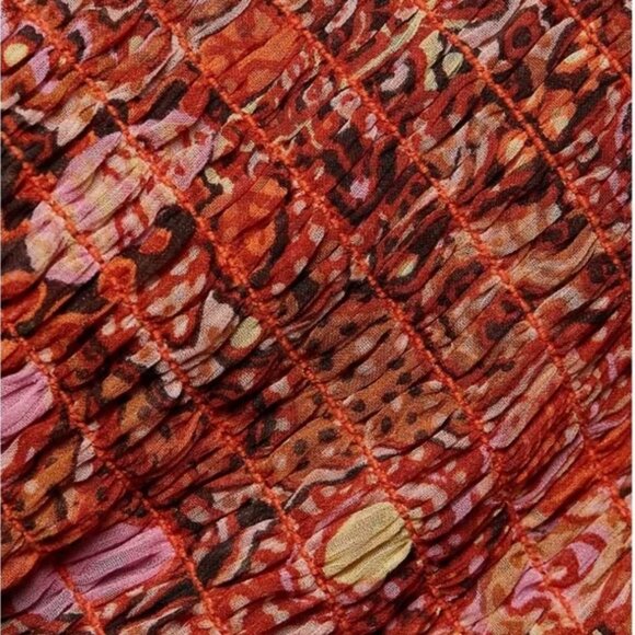 A.L.C. Carly Smocked Print Silk Mini Dress, Size 2 - Picture 4 of 14